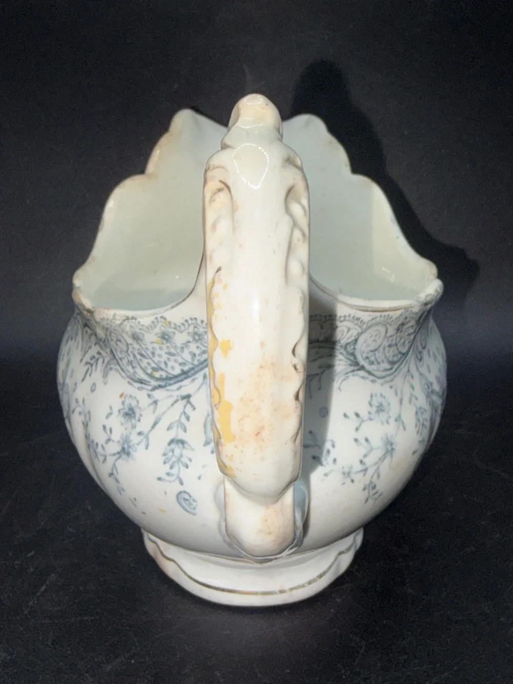 John Maddock & Sons Antique Royal Vitreous Seville Blue & White Gravy Boat